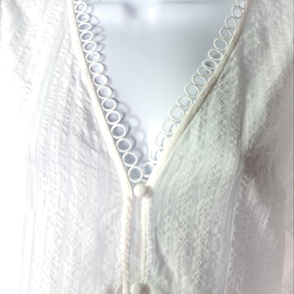 Express Embroidered Off White Cotton Top Size XS - Picture 3 of 14